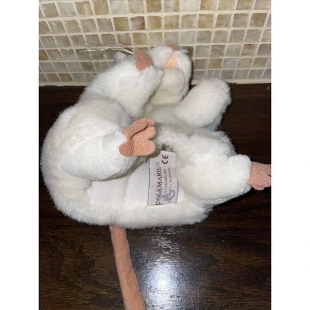 Folkmanis‎ hand Puppet White Mouse Rat  Plush Animal Long Tail 7